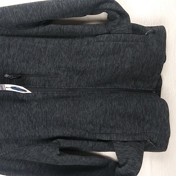 Free Country Microtech Fleece Black Gray Funnel Neck Long Sleeve 1/4 Zip Jacket - Picture 2 of 15